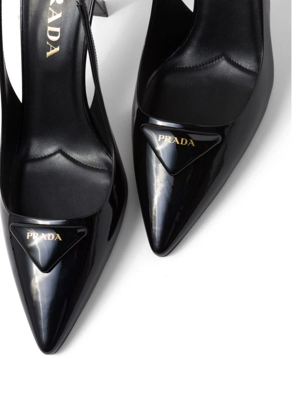 Patent leather slingback pumps