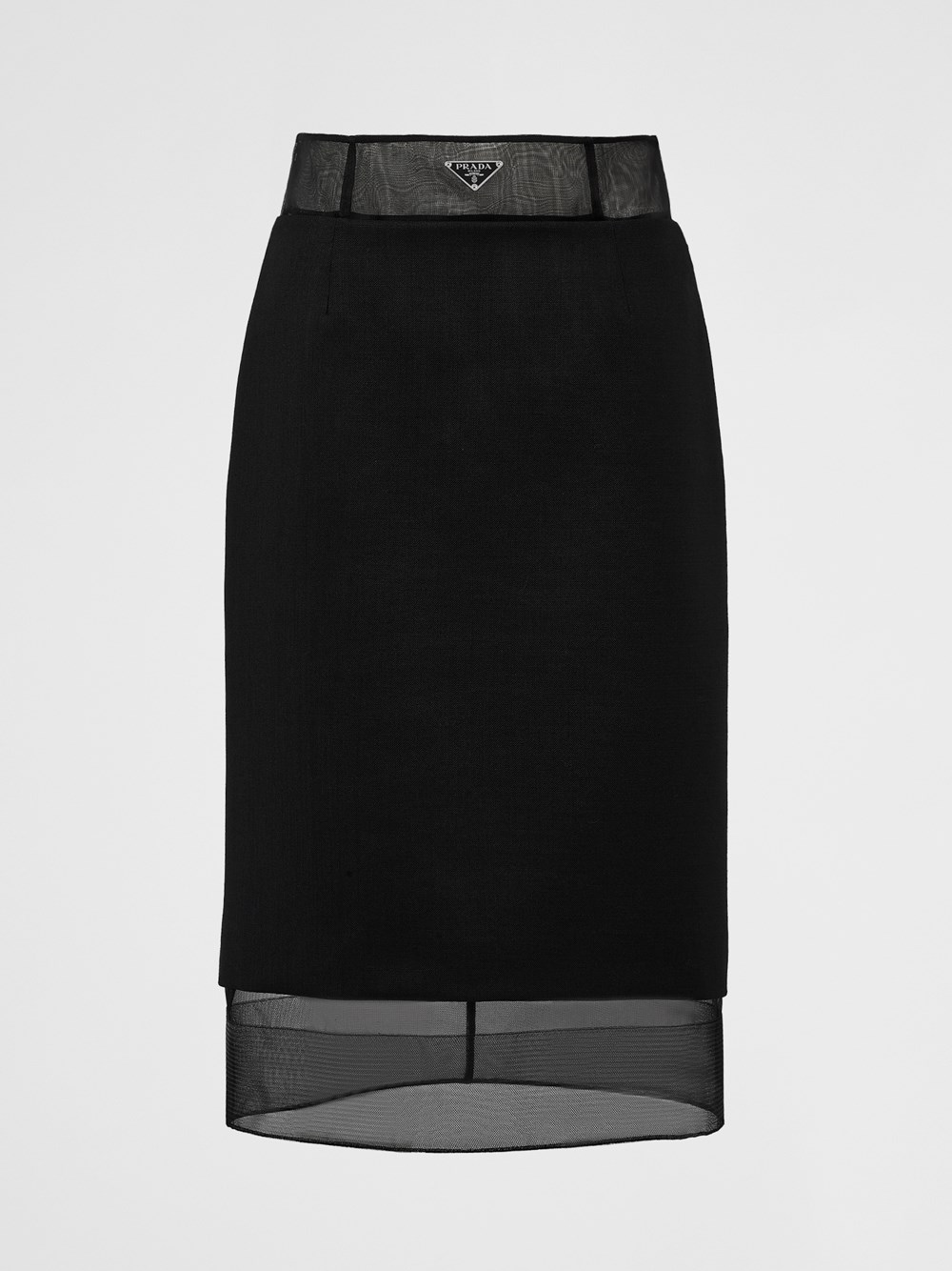 Shop Prada Wool And Crinoline Midi-skirt In Black