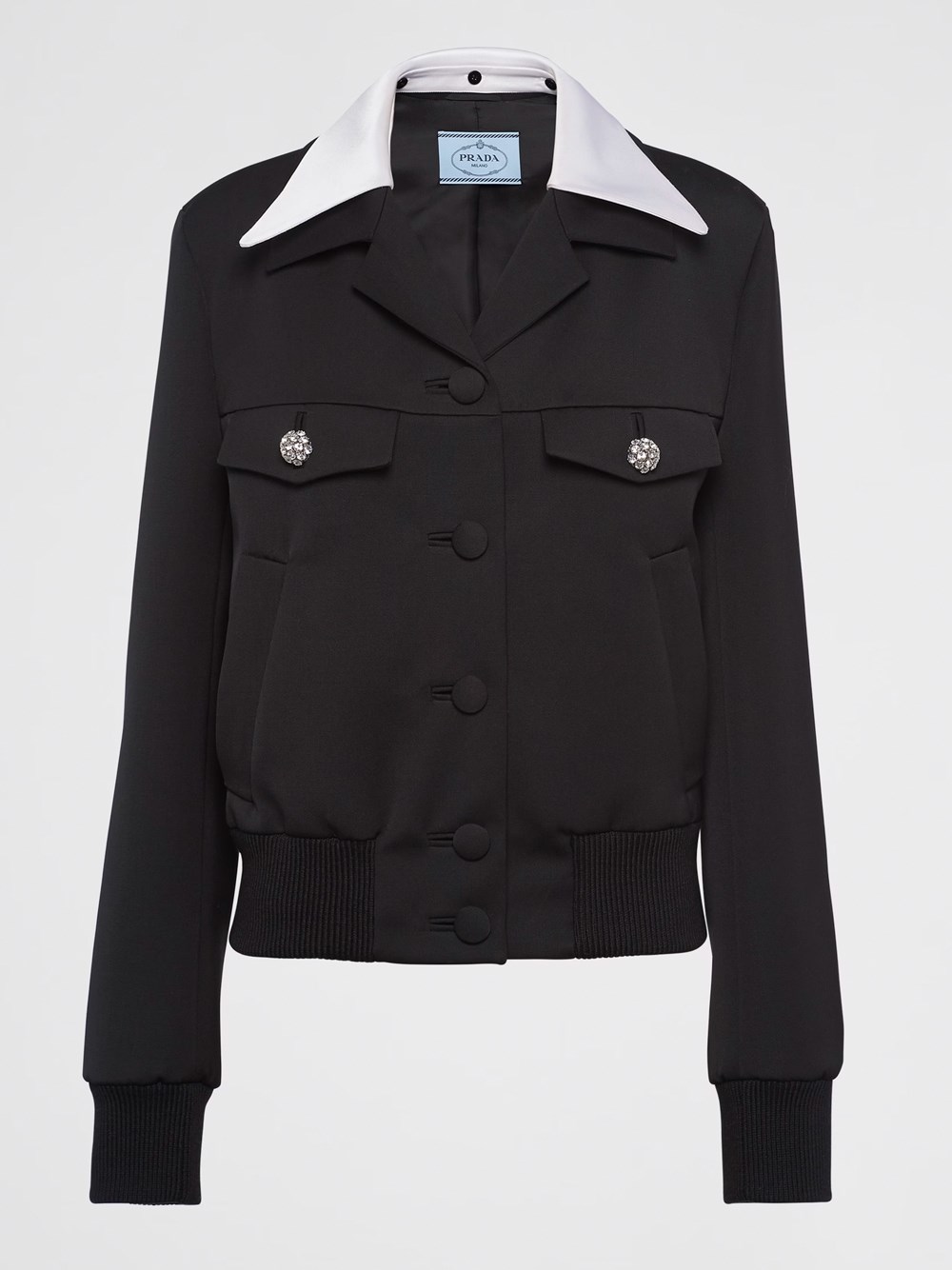 Single-breasted wool and satin jacket