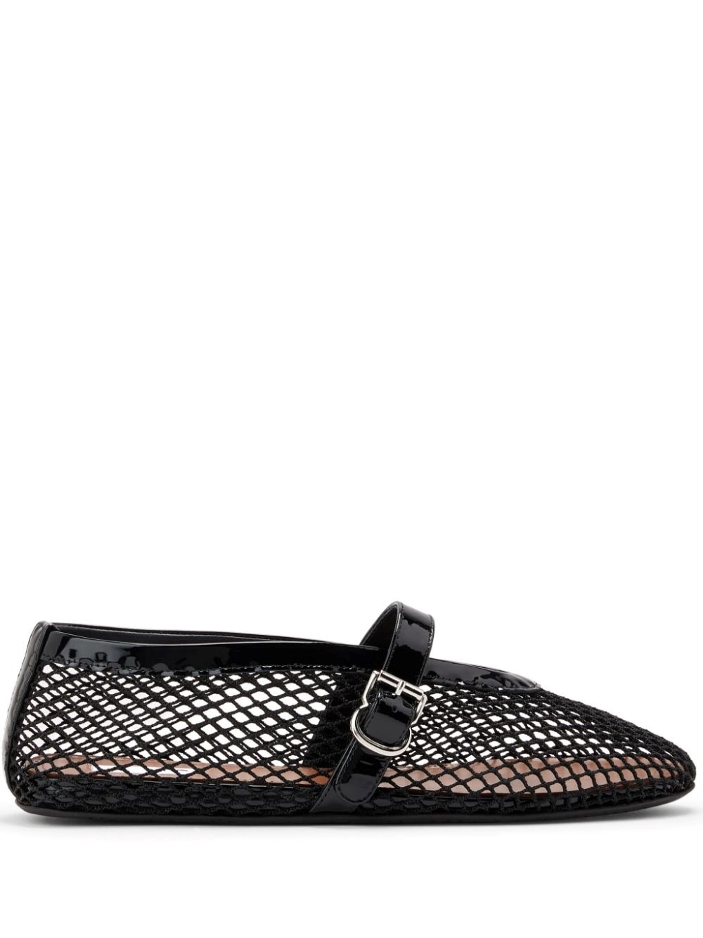 Alaïa Alaia Women Fishnet Ballerinas With Patent Leather Profiles In Black
