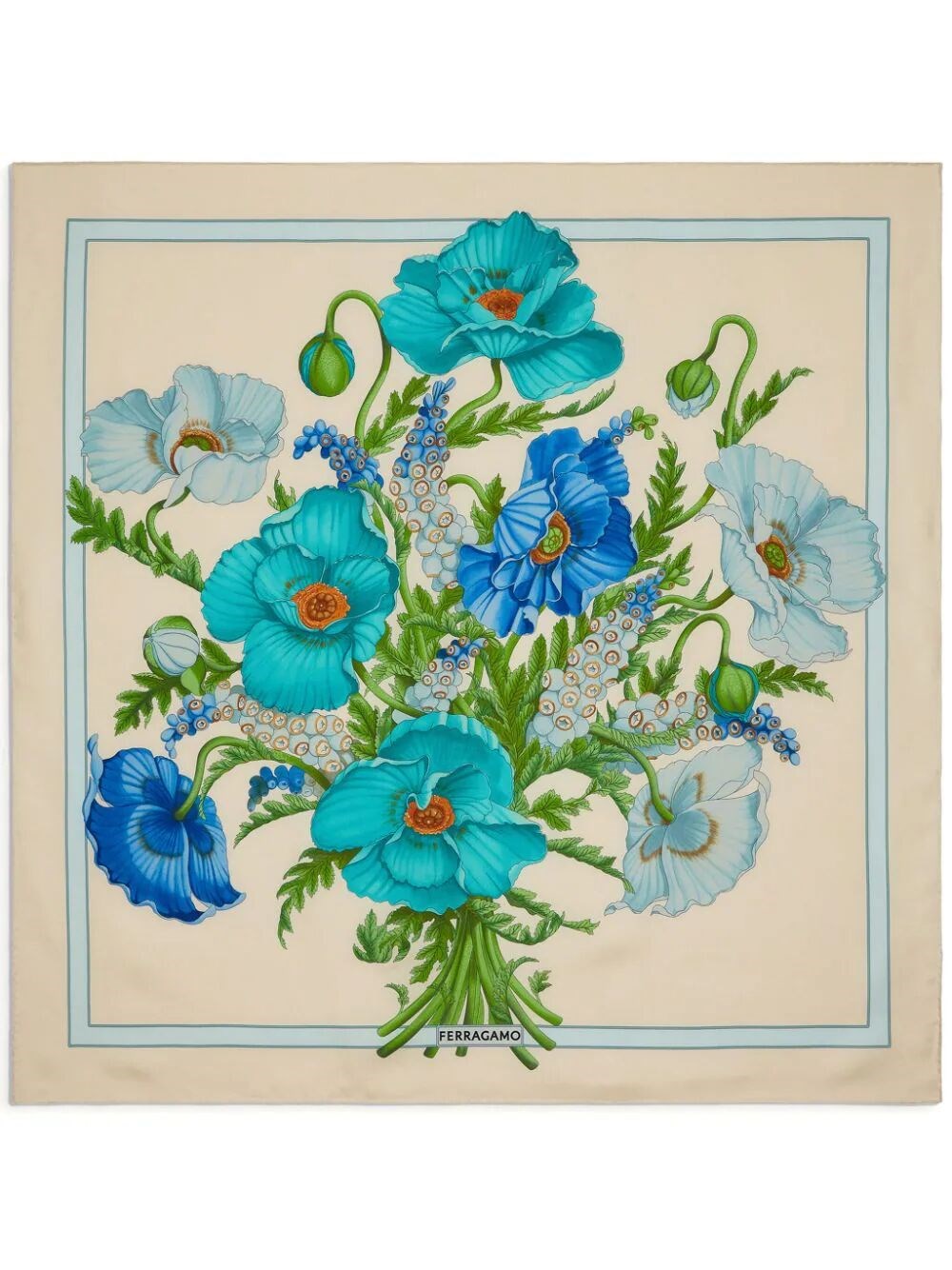 Floral printed silk scarf