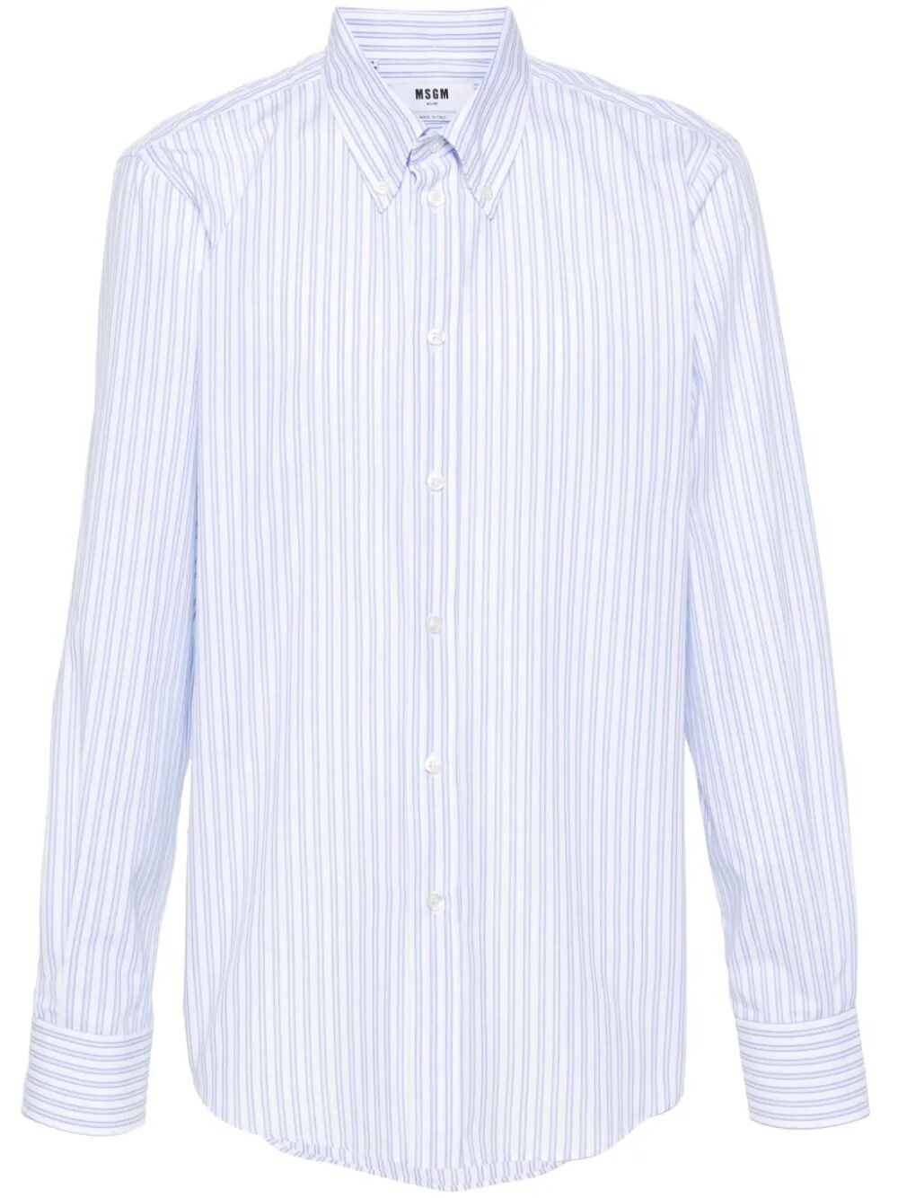 Msgm Stripe-pattern Cotton Shirt In Blue