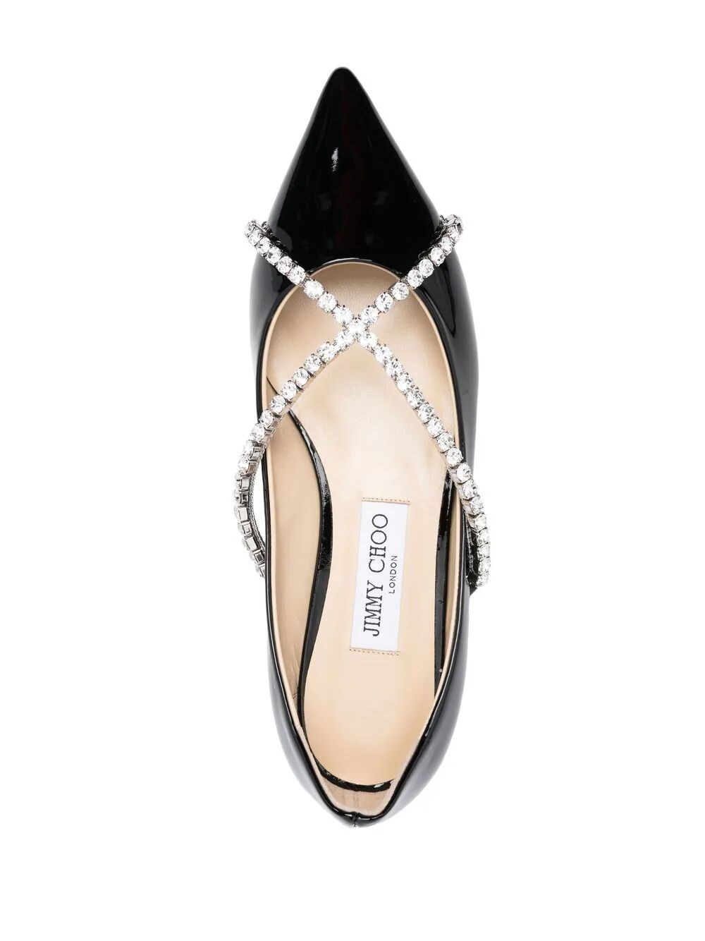 Pointed-toe ballet flats with Swarovski crystals