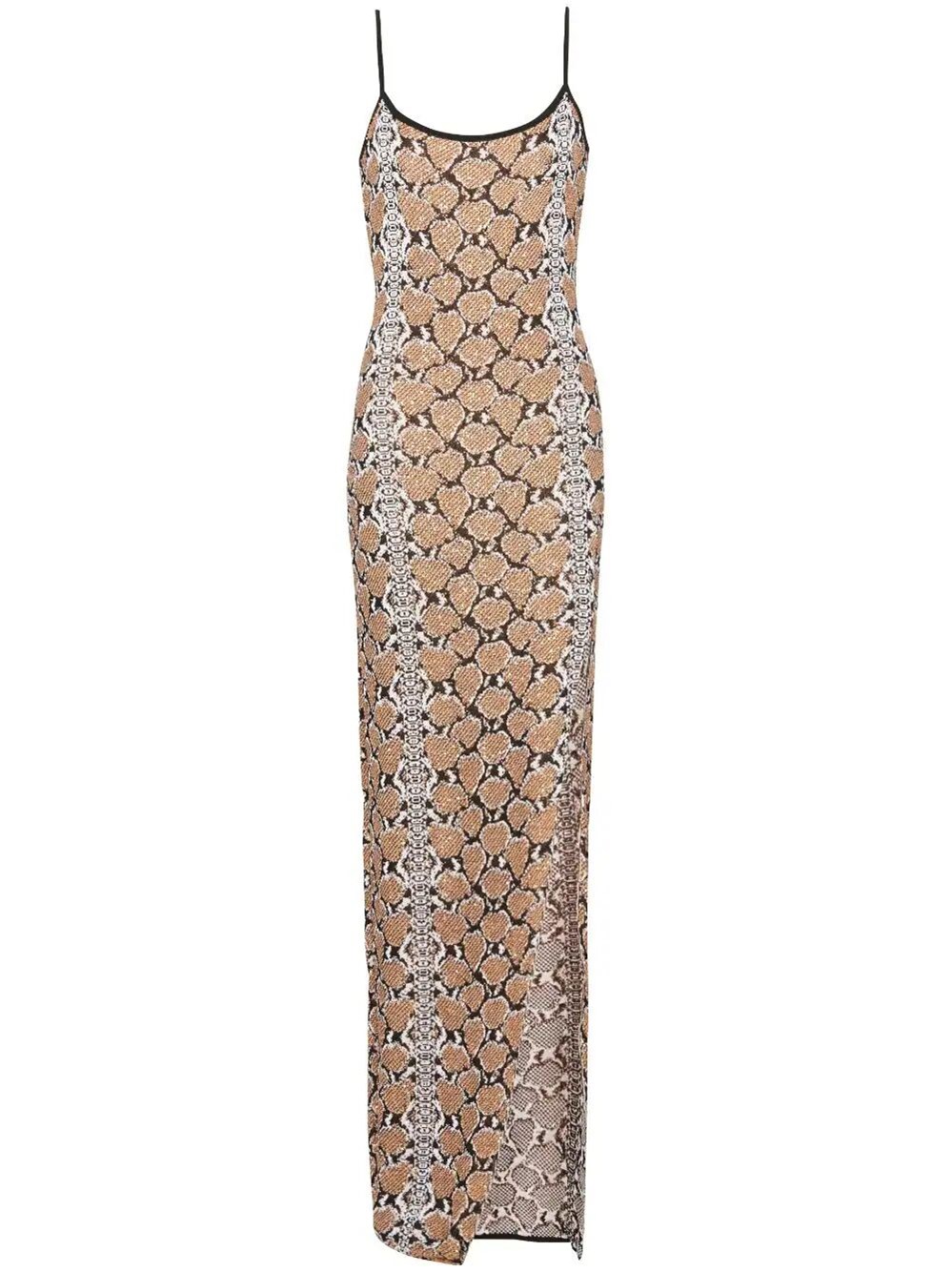 Long strappy snakeskin knit dress