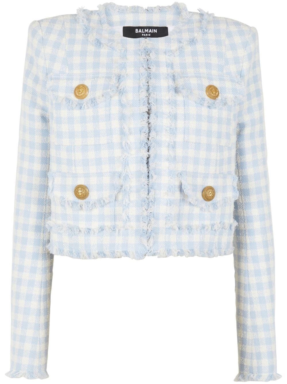 Gingham tweed jacket