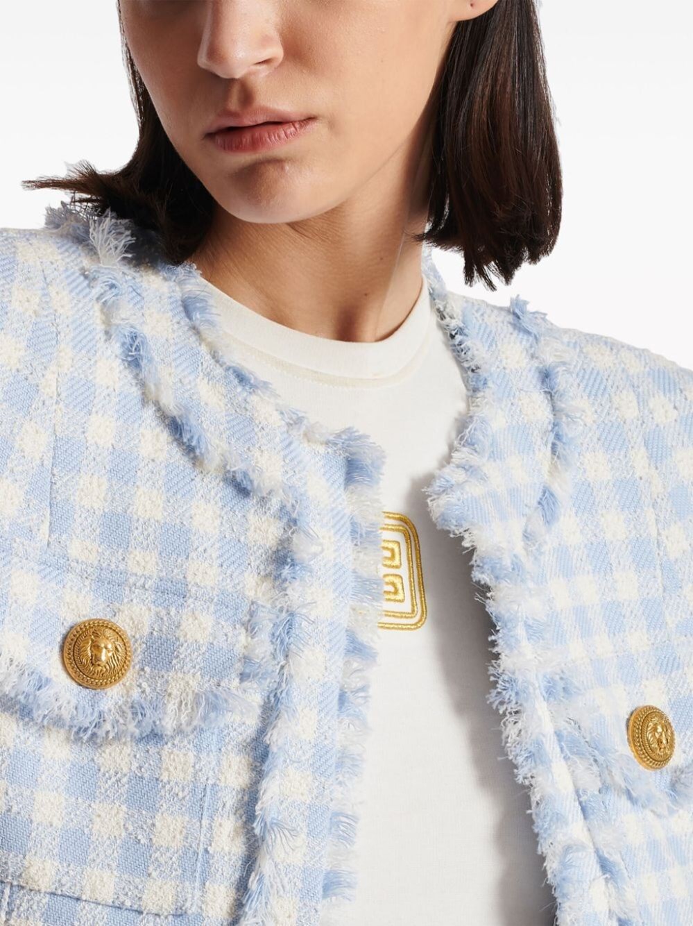 Gingham tweed jacket