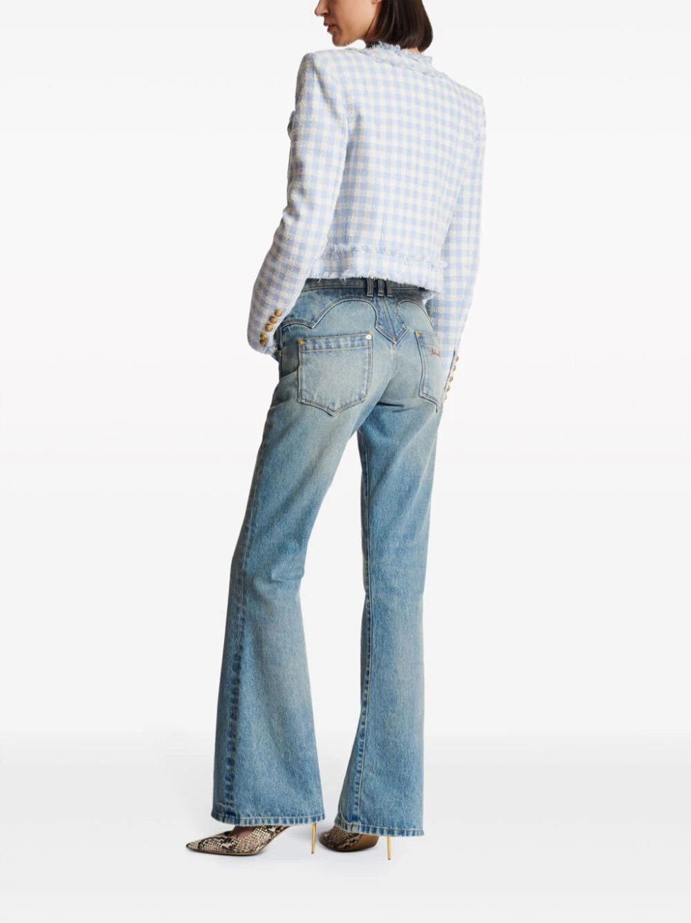 Gingham tweed jacket