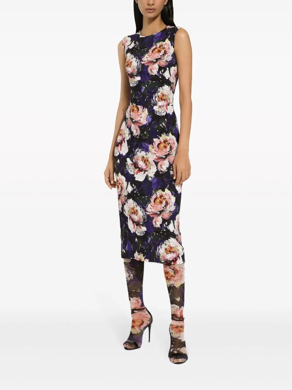 SHEATH DRESS WITH PEONY PRINT