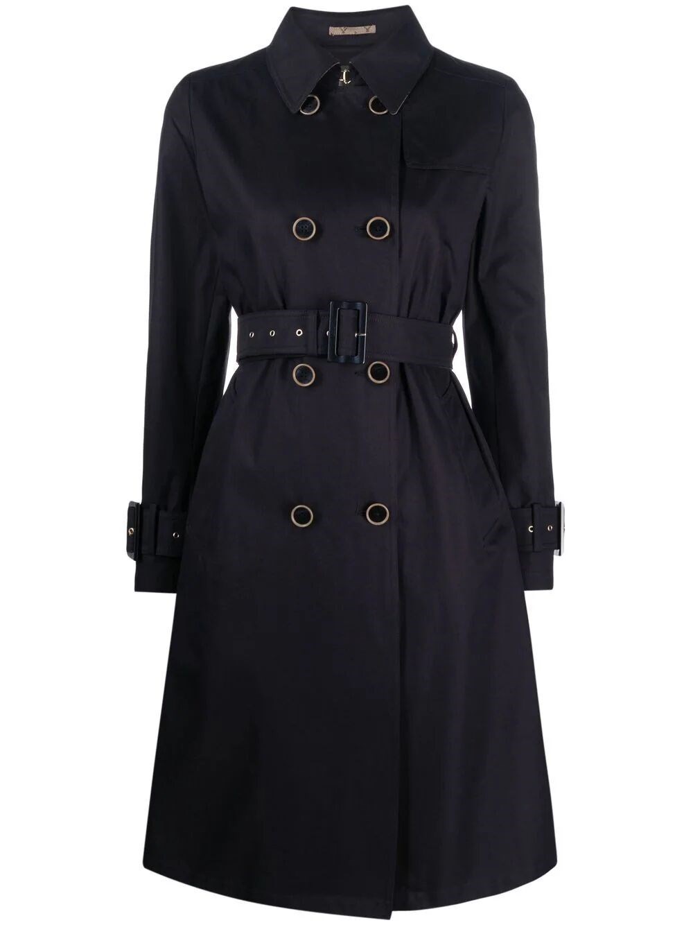Herno Double-breasted Trench Coat In Blue