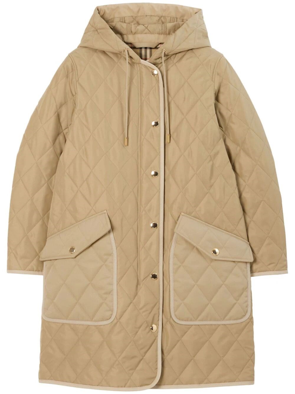 Burberry Diamond-quilted Hooded Parka Coat In Brown