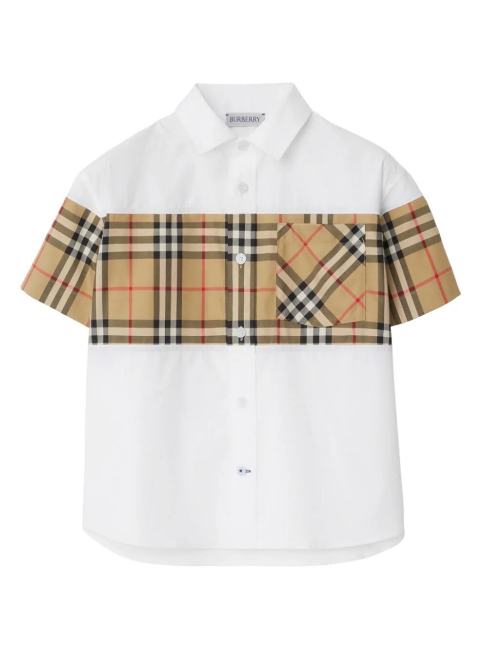 Shop Burberry Check Panel Shirt In White