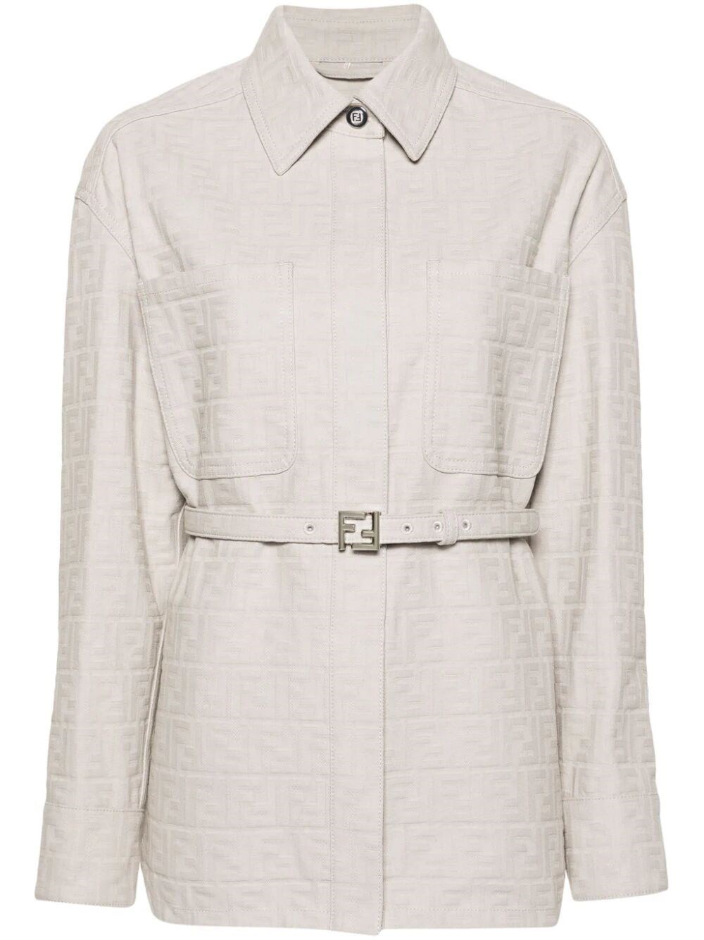 Fendi Ff Jacquard Jacket In Grey