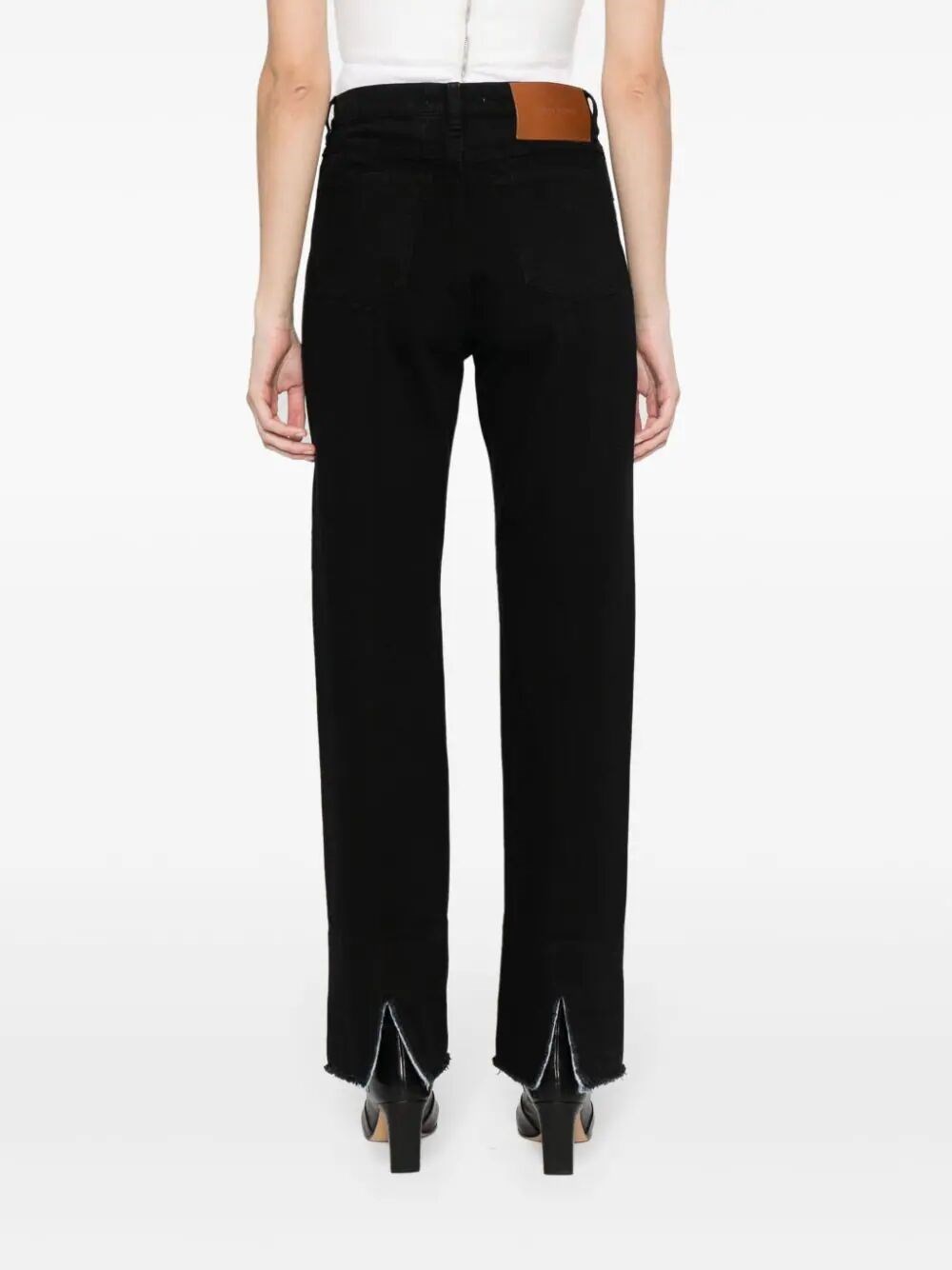 High-waist straight-leg jeans