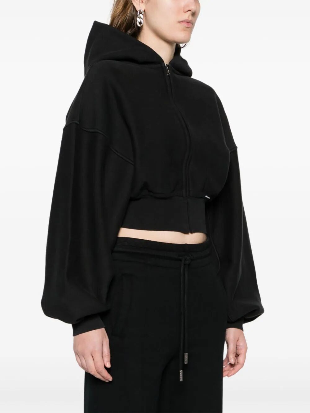 Cropped zip-up hoodie