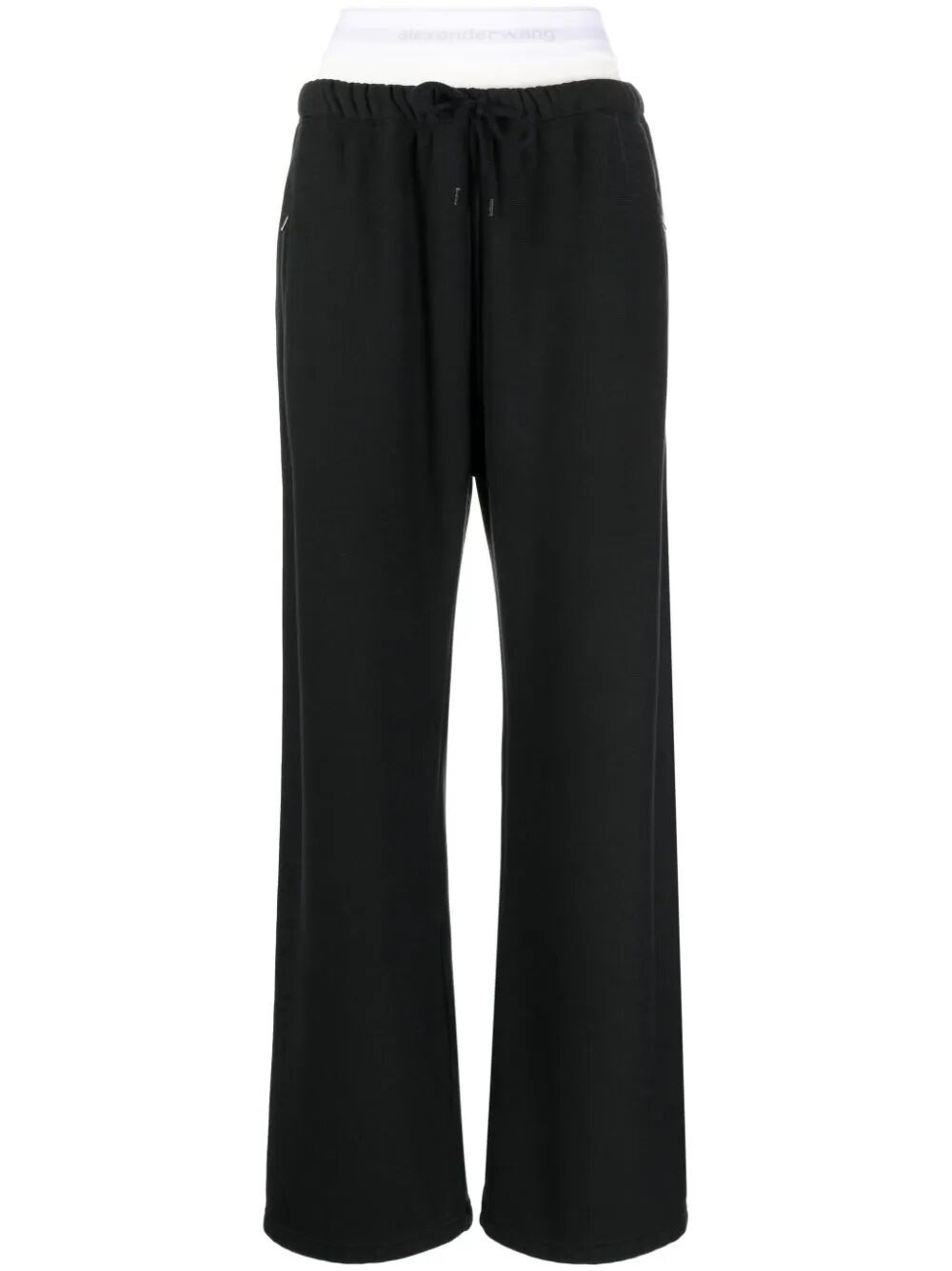 Alexander Wang Layered-design Cotton Track Pants In Black