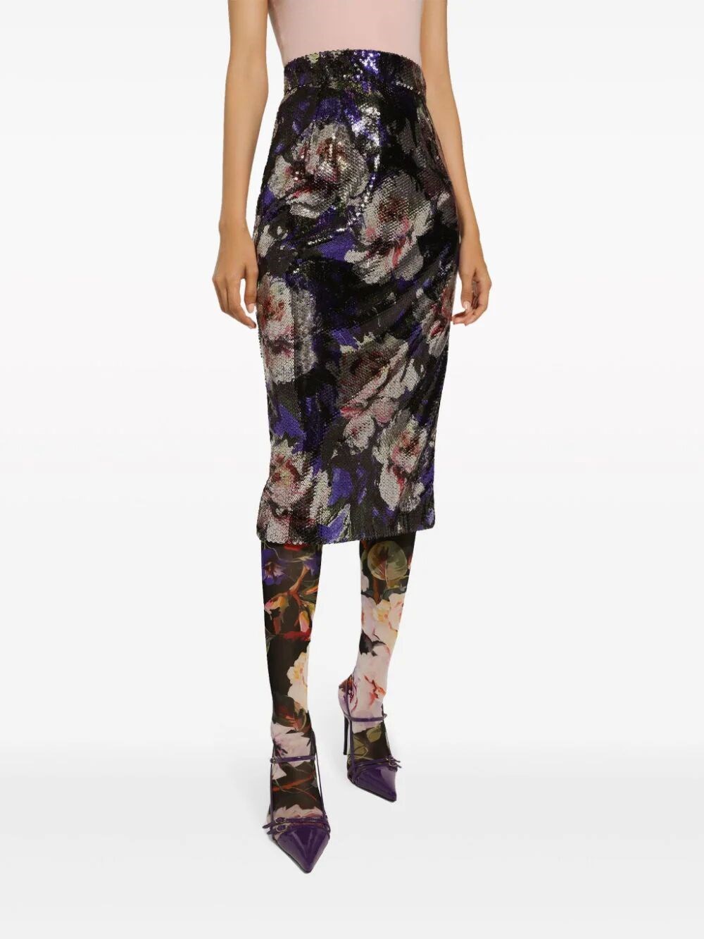 Sequin-embellished midi skirt