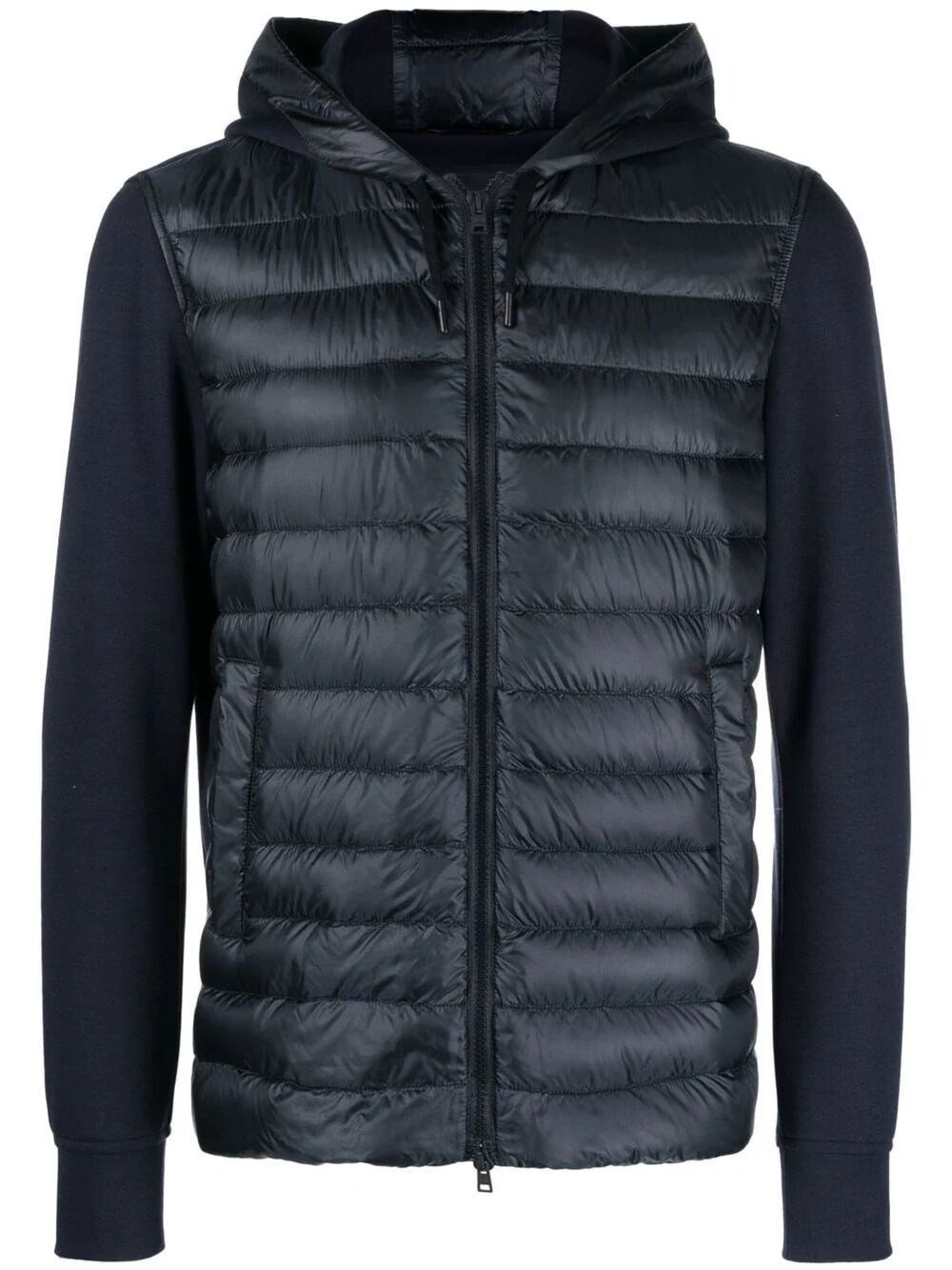 Shop Herno Contrasting-sleeves Padded Jacket In Blue