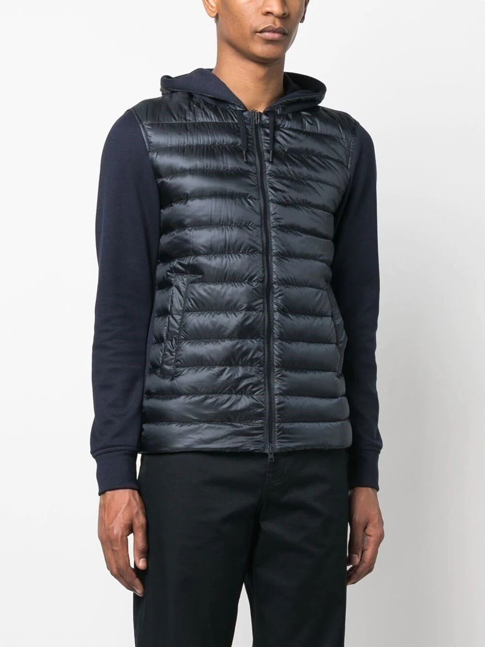Contrasting-sleeves padded jacket