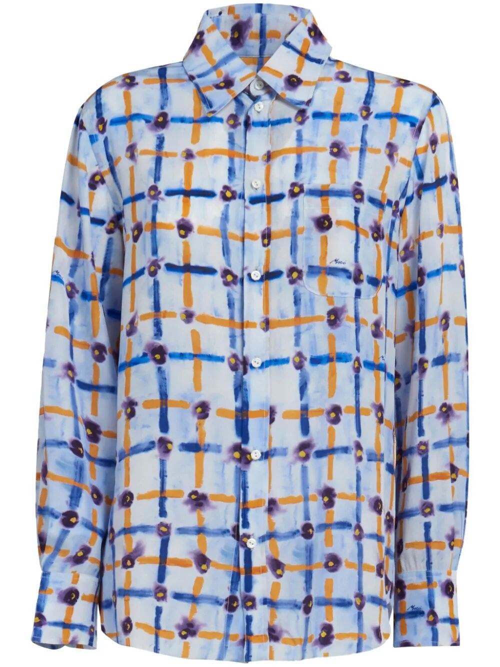 Shop Marni Saraband Print Shirt In Blue