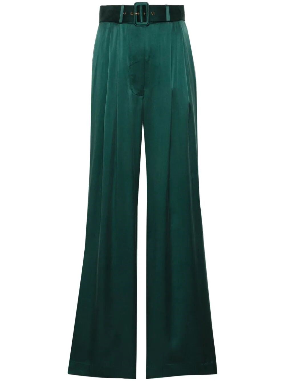Shop Zimmermann Belted Wide-leg Trousers In Green