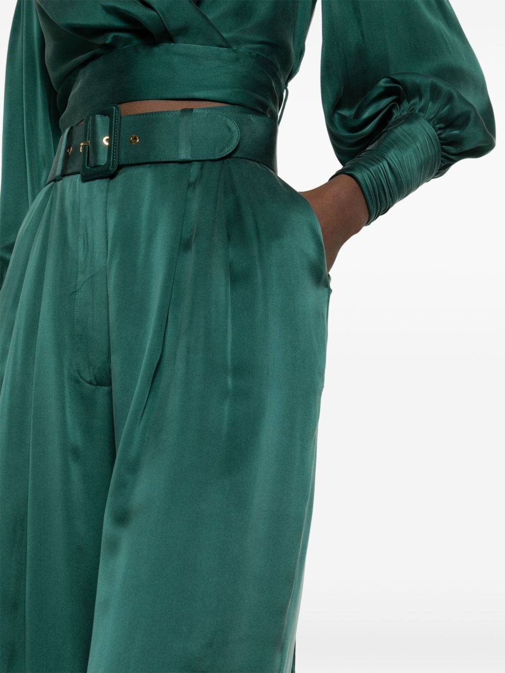 Belted wide-leg trousers