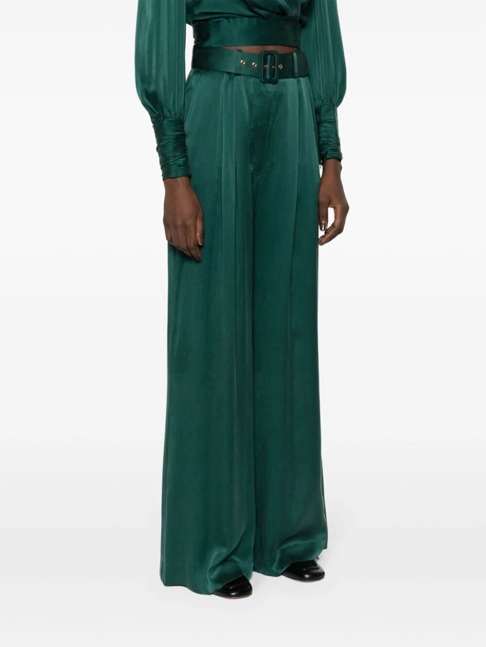 Belted wide-leg trousers