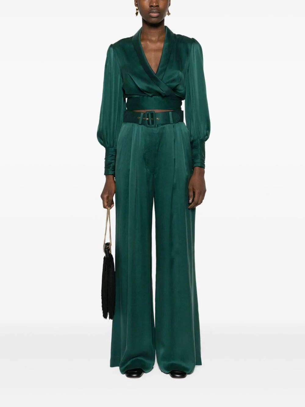 Belted wide-leg trousers