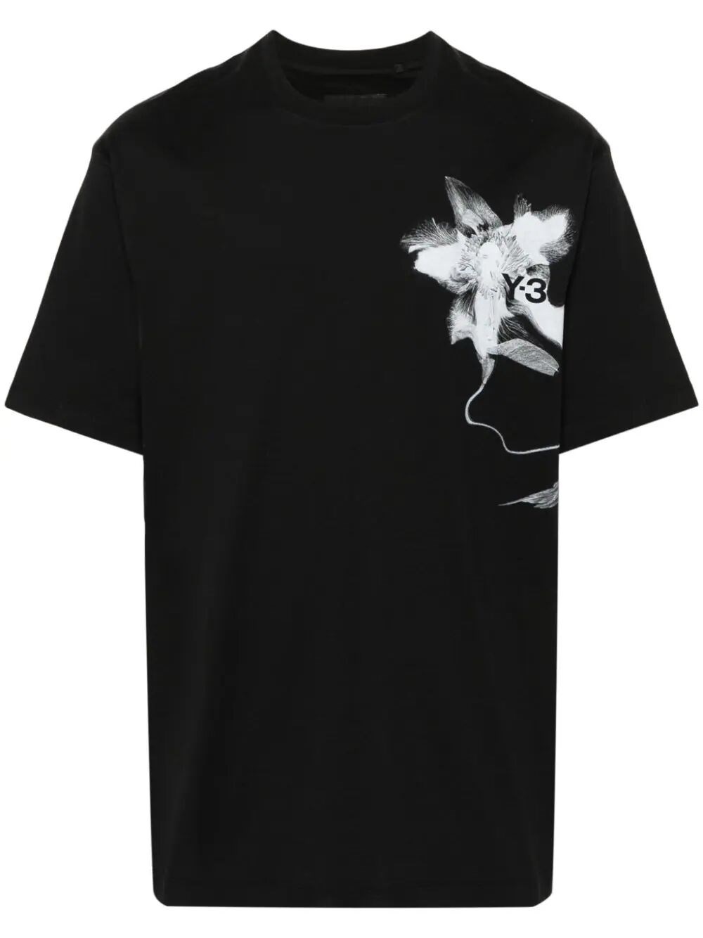 Shop Y-3 Floral-print T-shirt In Black