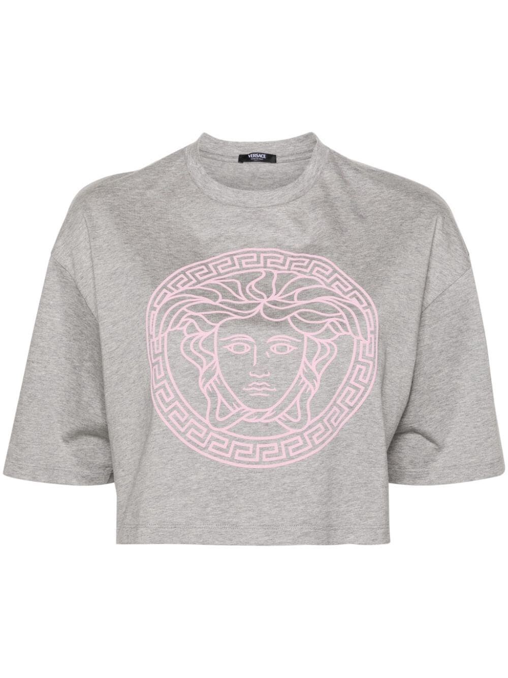 Versace Cropped T-shirt In Grey