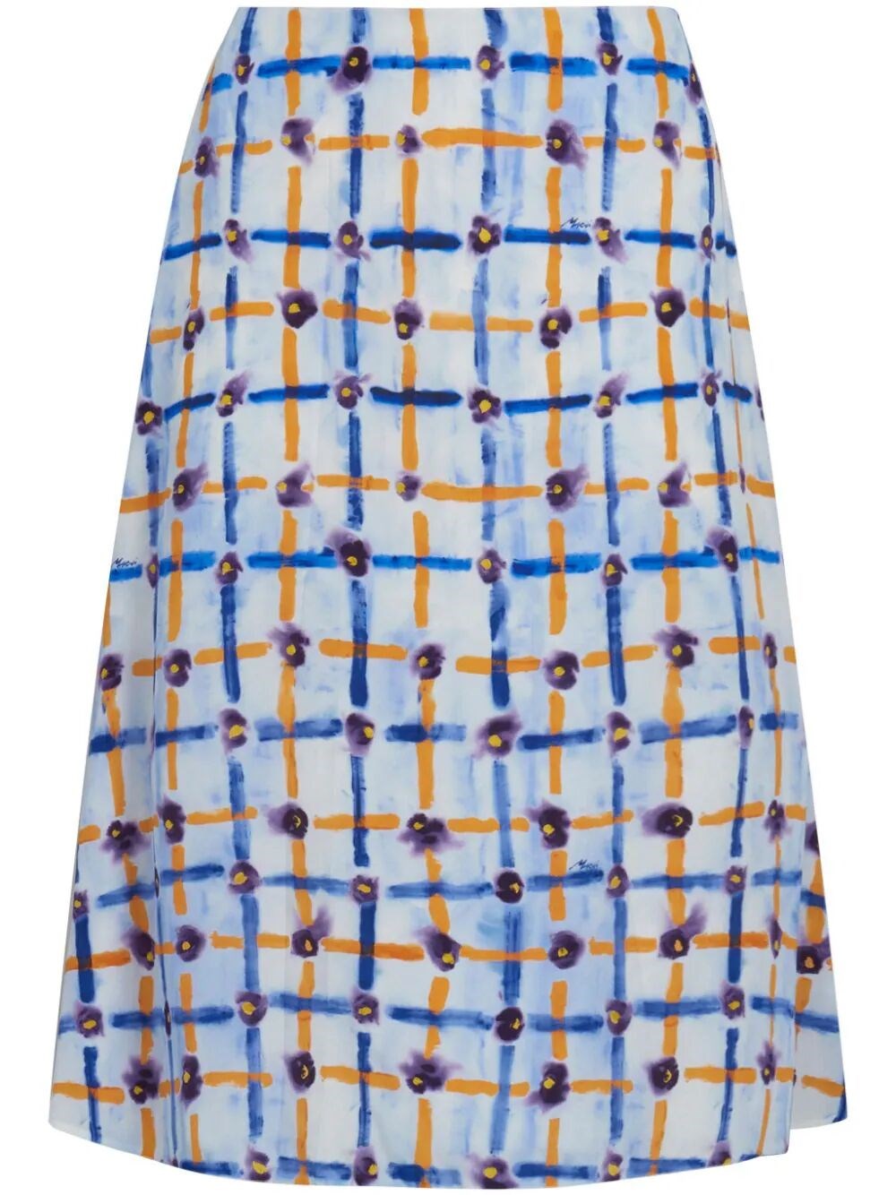 Shop Marni Midi Skirt With Saraband Print In Blue