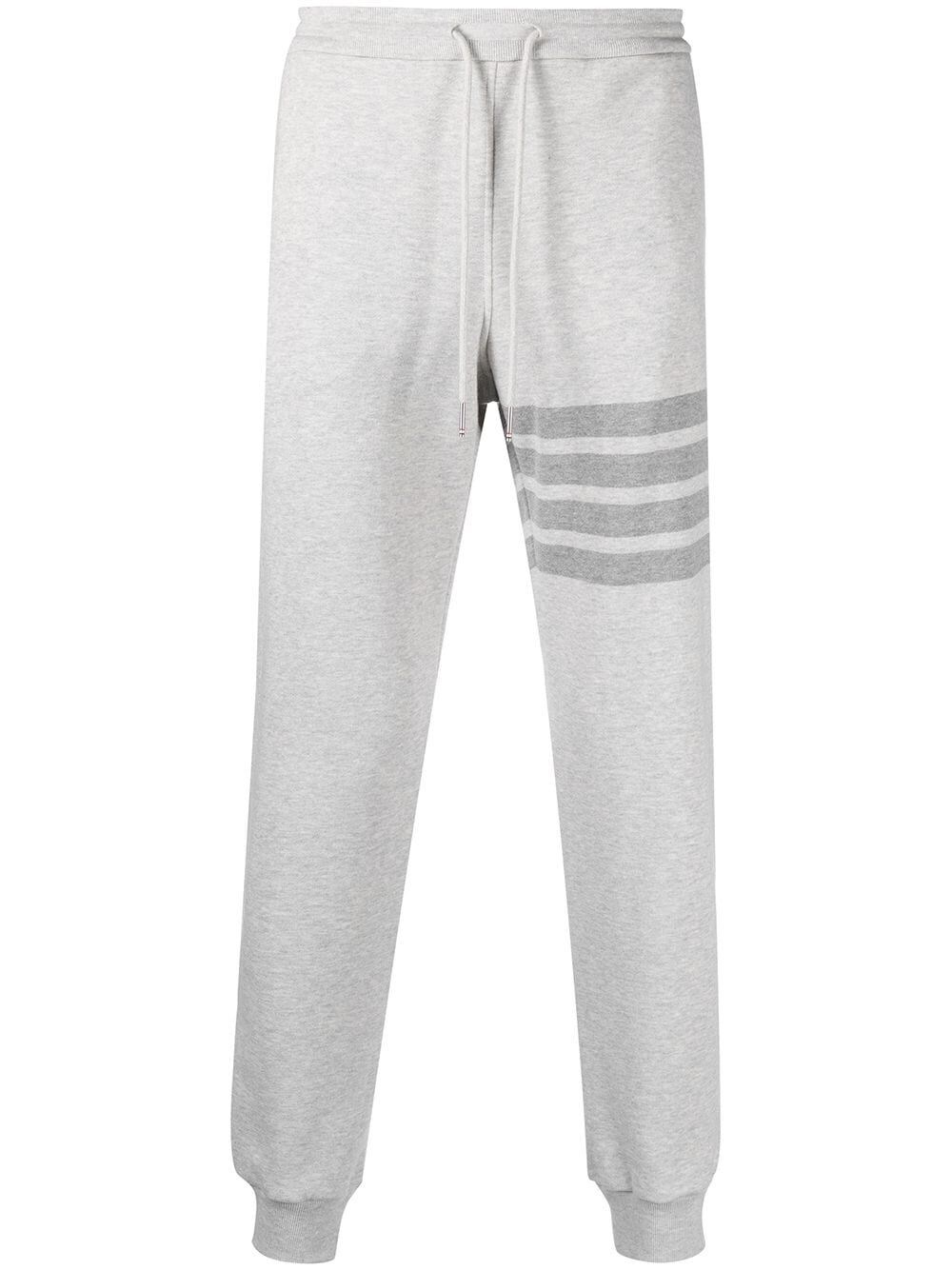 Thom Browne Sweatpants In Classic Loopback With Engineered 4 Bar Stripe In Grey