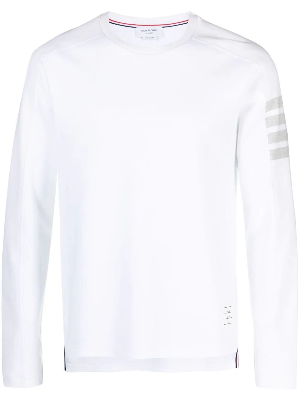 Shop Thom Browne Long Sleeved 4-bar T-shirt In White