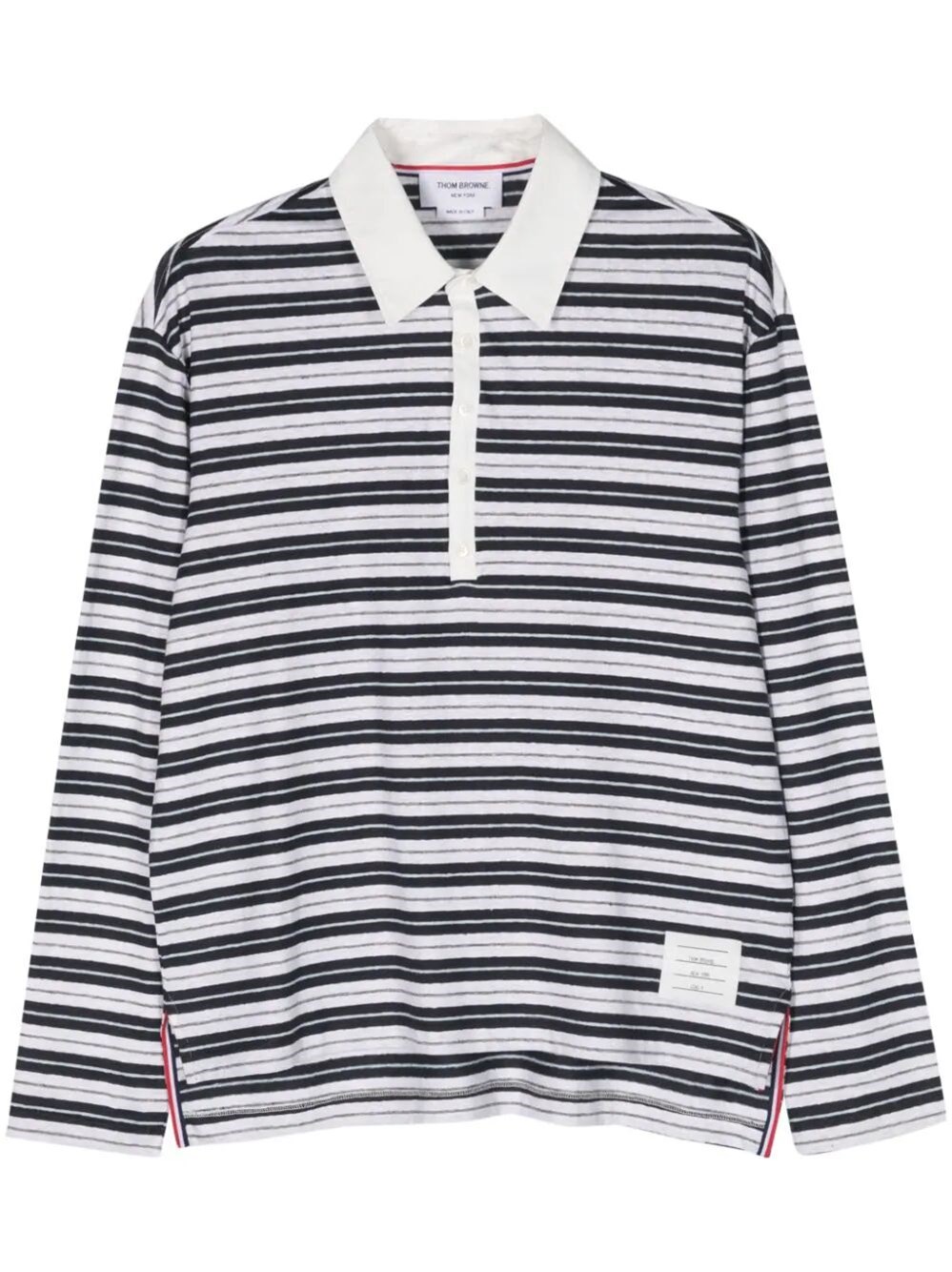 Thom Browne Striped Polo Shirt In Blue