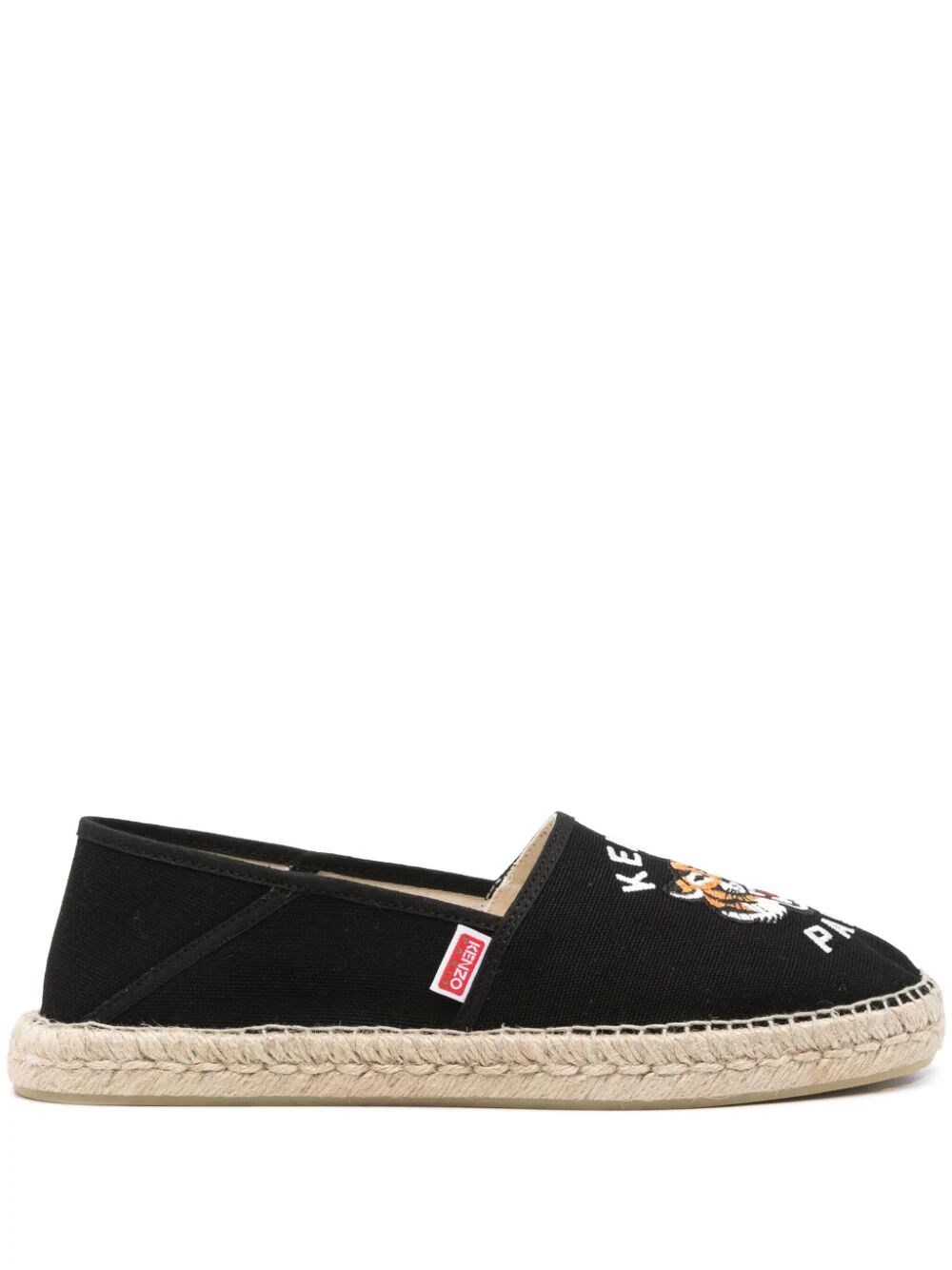 Shop Kenzo Embroidered Canvas Espadrilles In Black