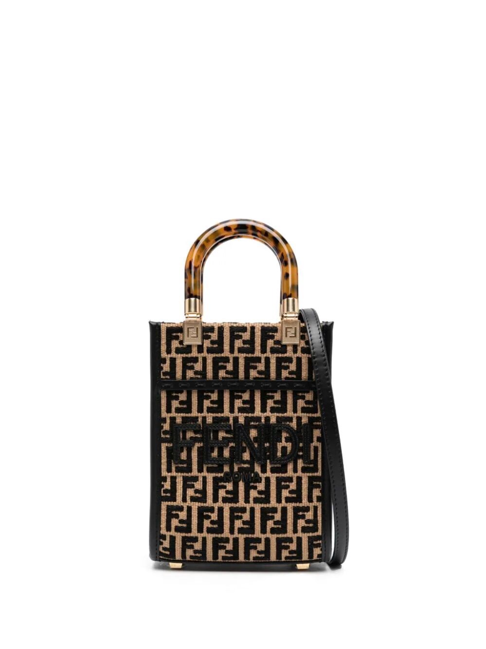 Shop Fendi Mini Sunshine Handbag In Black