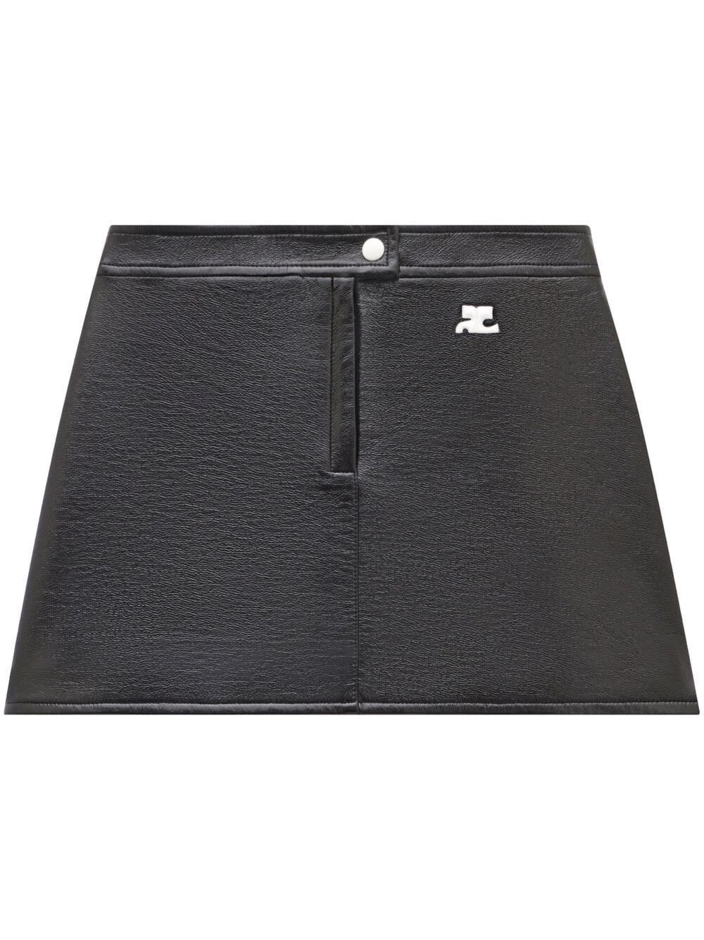 Courrèges Re-edition Vinyl Effect Mini Skirt In Black
