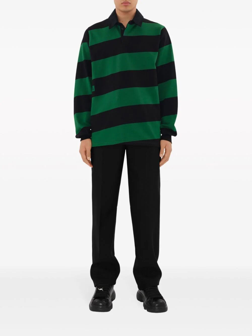 Long-sleeve Striped Polo Shirt