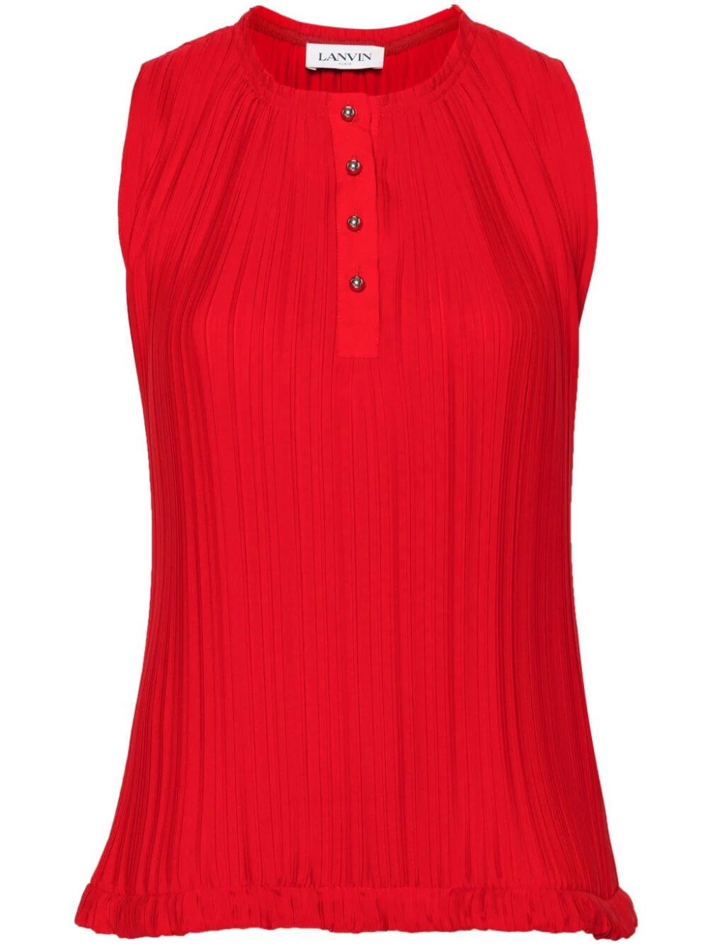 Shop Lanvin Pleated Sleeveless Top In Red