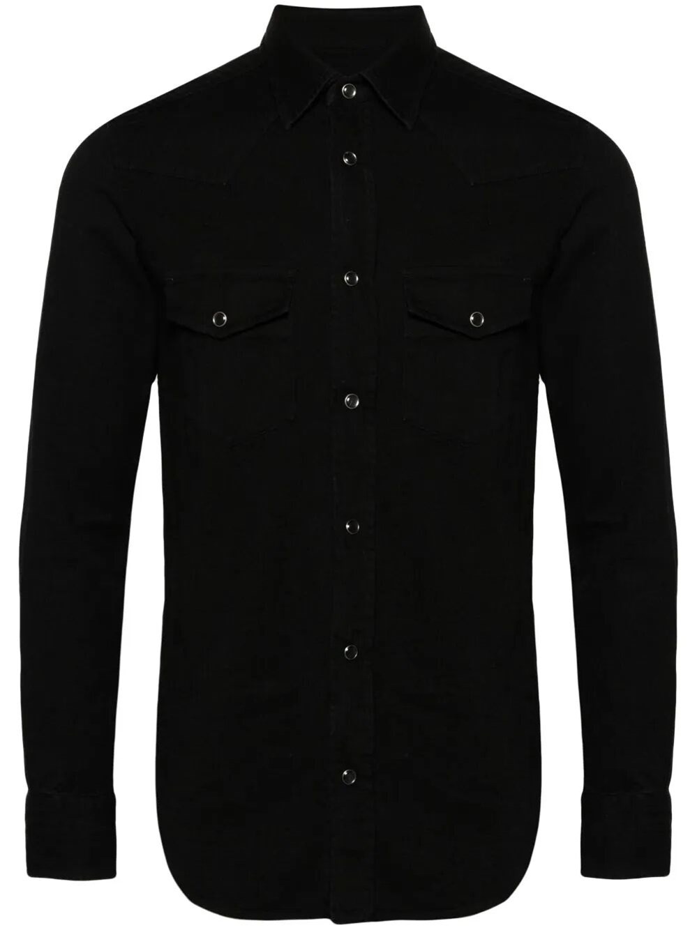 Shop Tom Ford Denim Western Shirt In Black