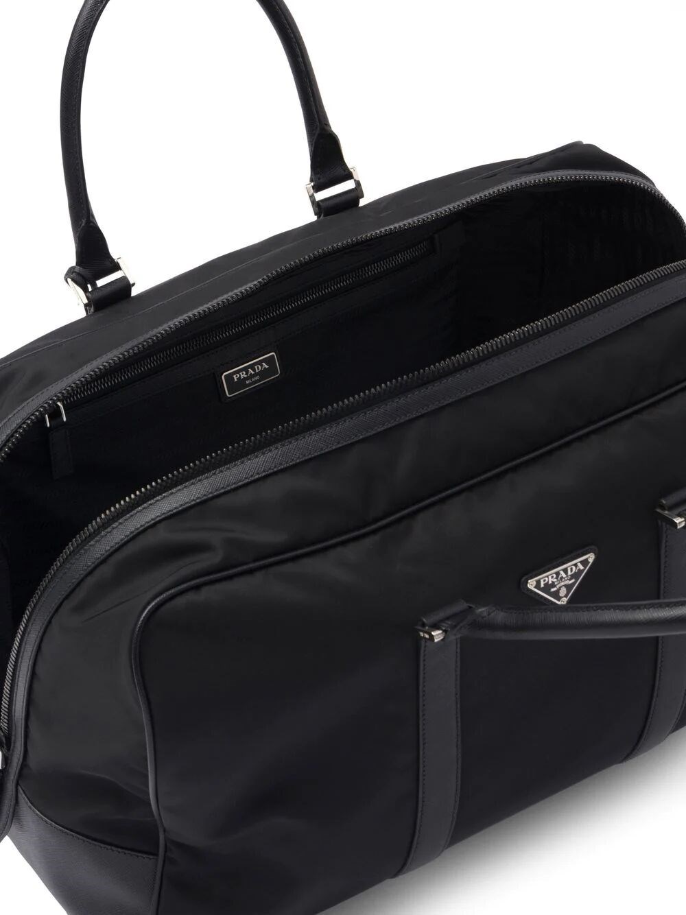 Re-Nylon and Saffiano leather duffel bag