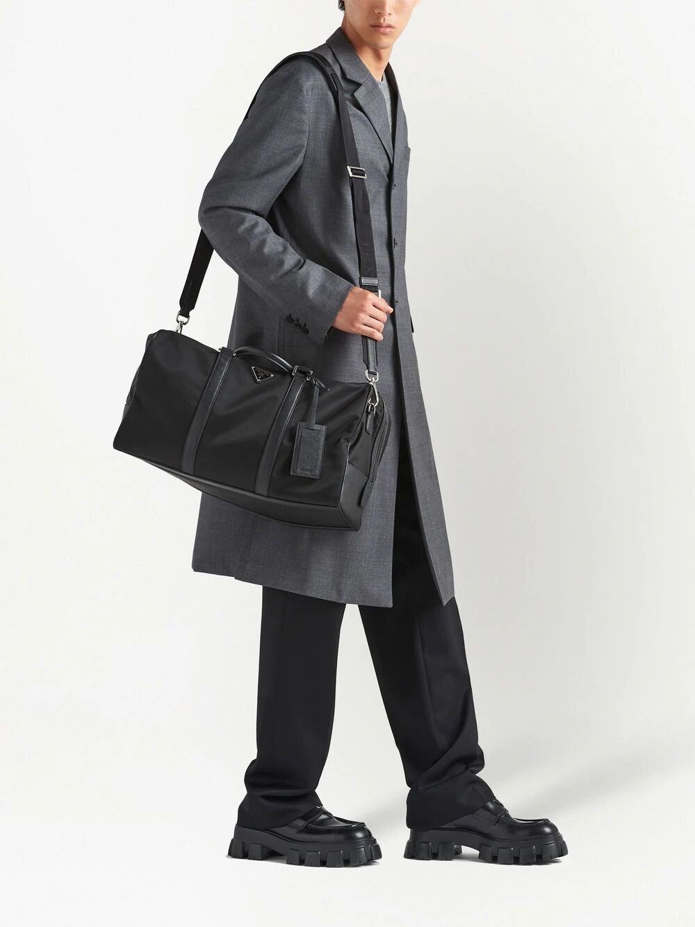 Re-Nylon and Saffiano leather duffel bag