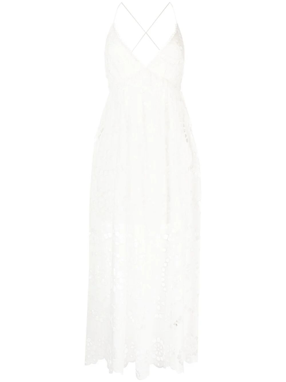 Shop Zimmermann Embroidered Long Dress In White
