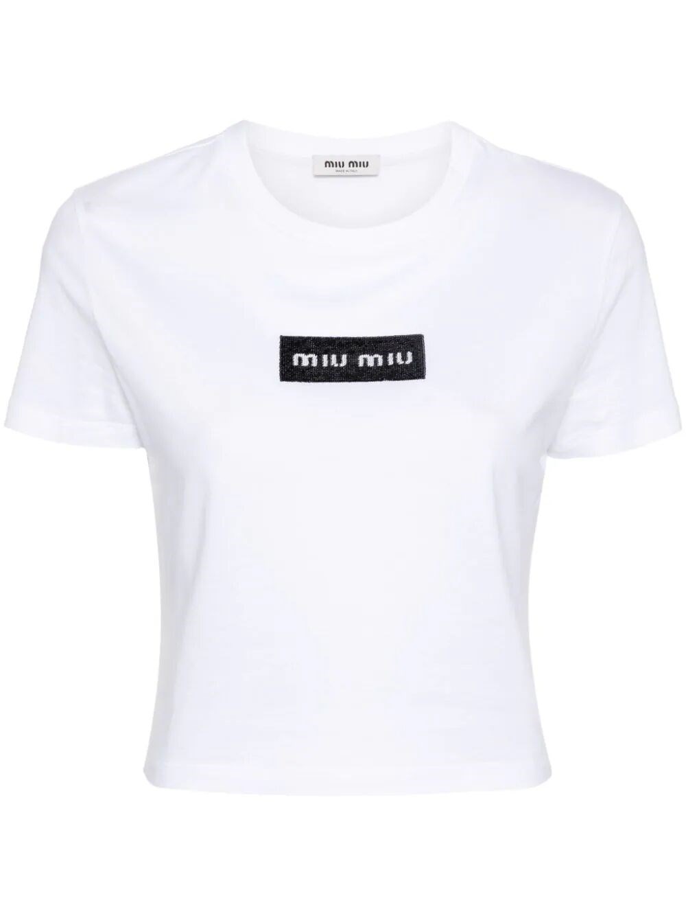 Miu Miu Sequin Logo T-shirt In White