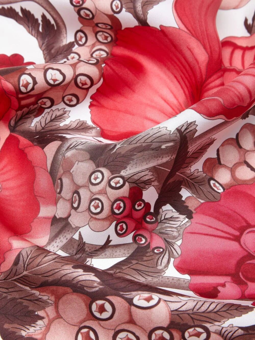 Poppy print silk scarf