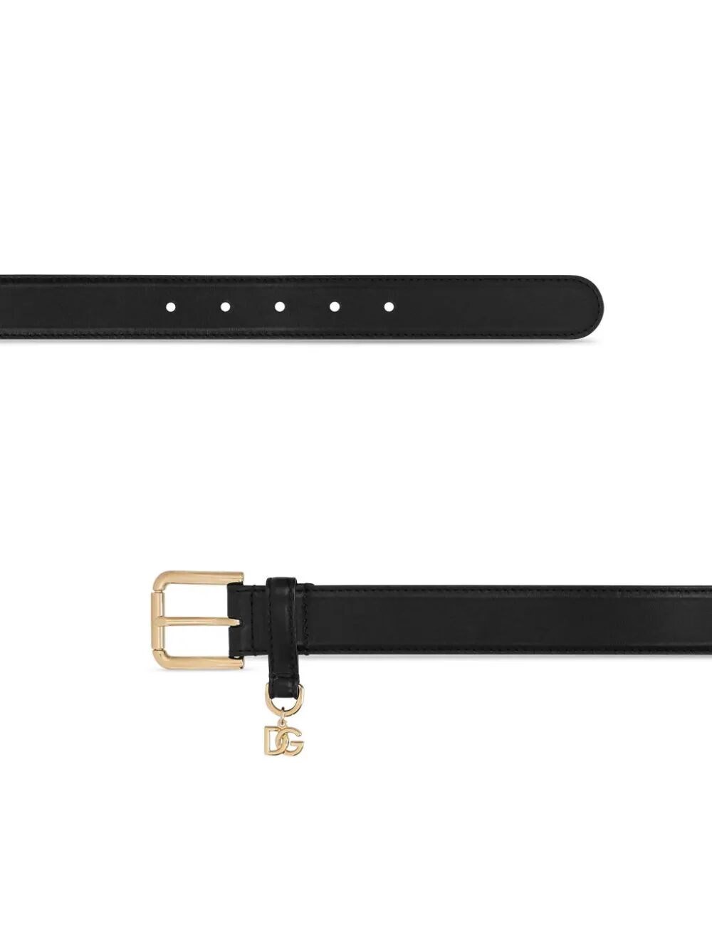 Logo-charm leather belt