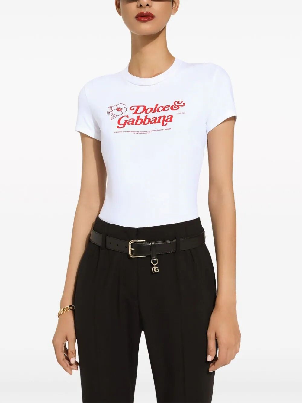 Logo-charm leather belt