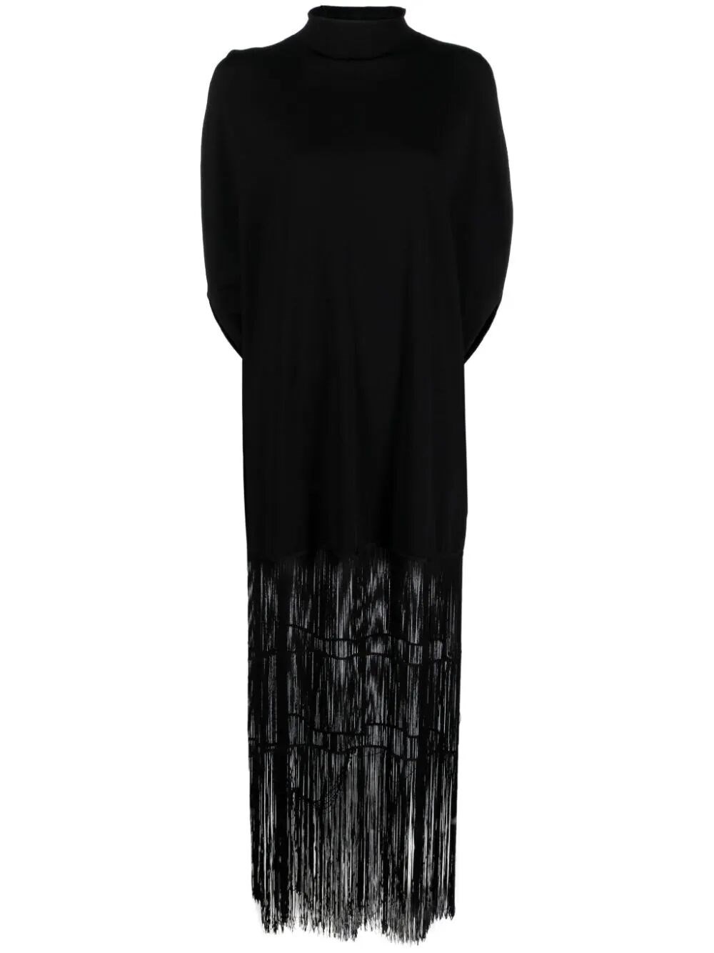 Shop Khaite Fringed Long Dress In Black