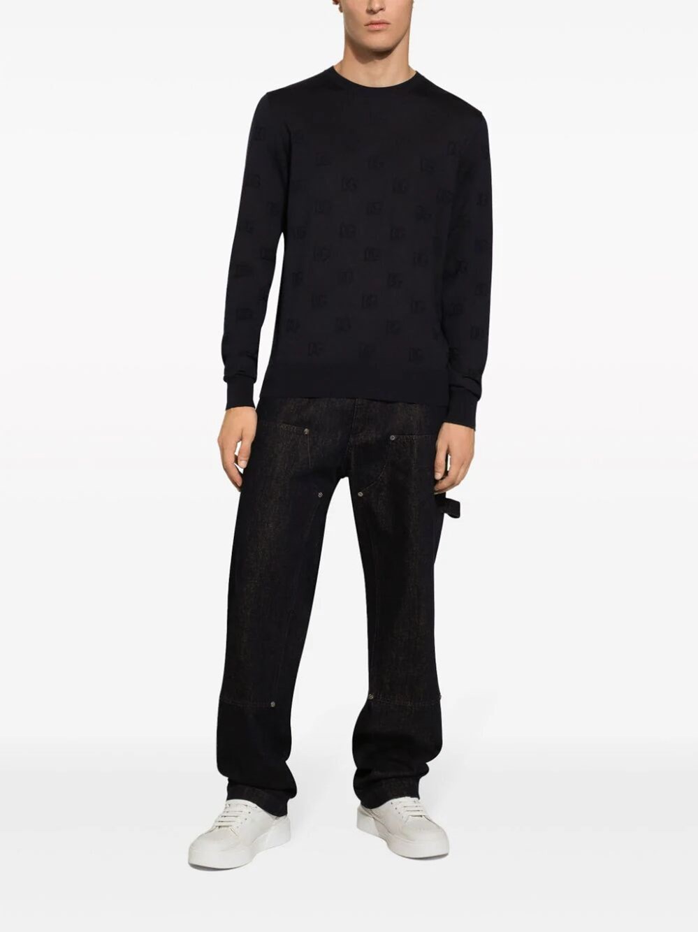 ROUND-NECK SWEATER WITH ALL-OVER DG