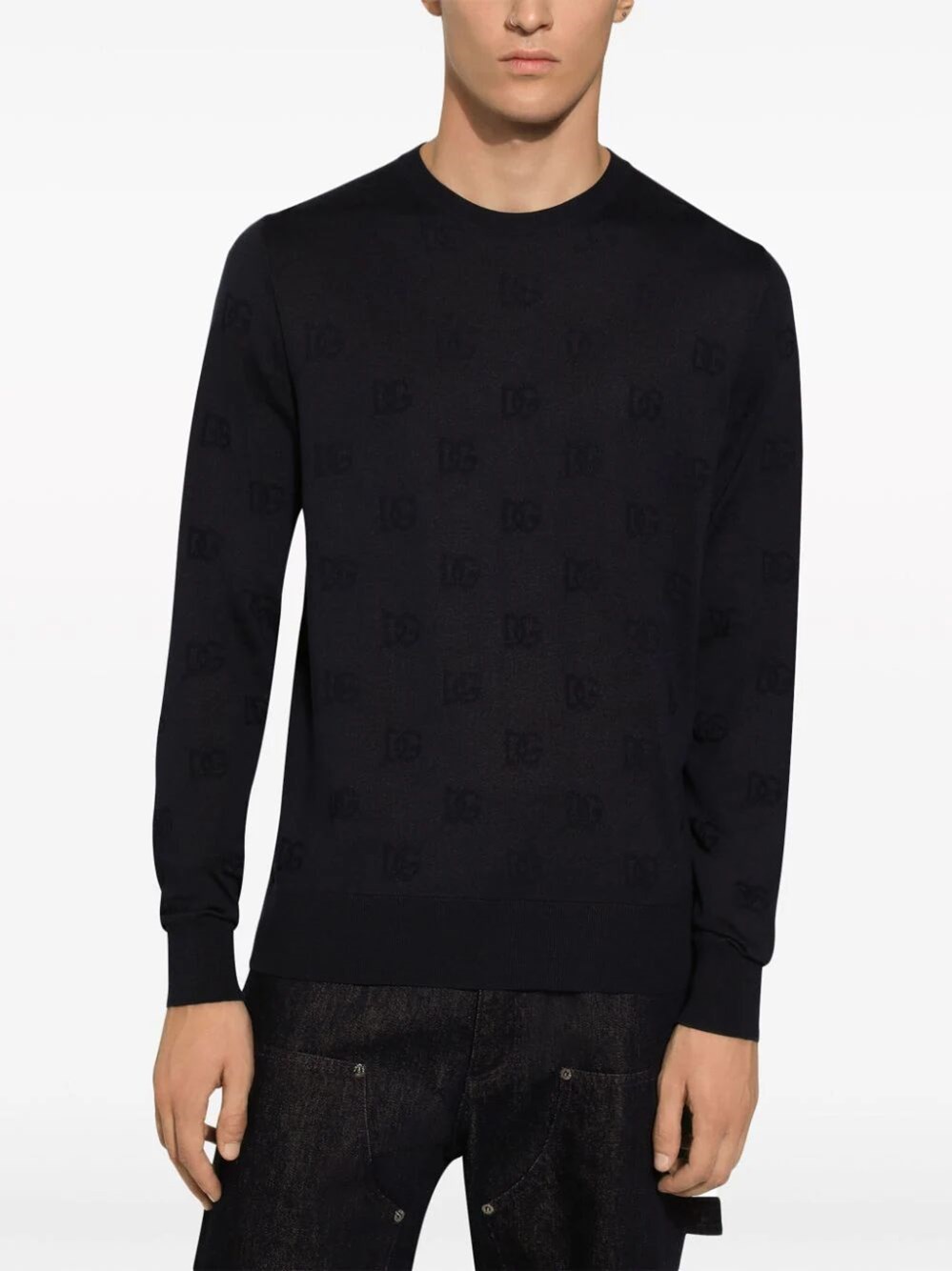 ROUND-NECK SWEATER WITH ALL-OVER DG