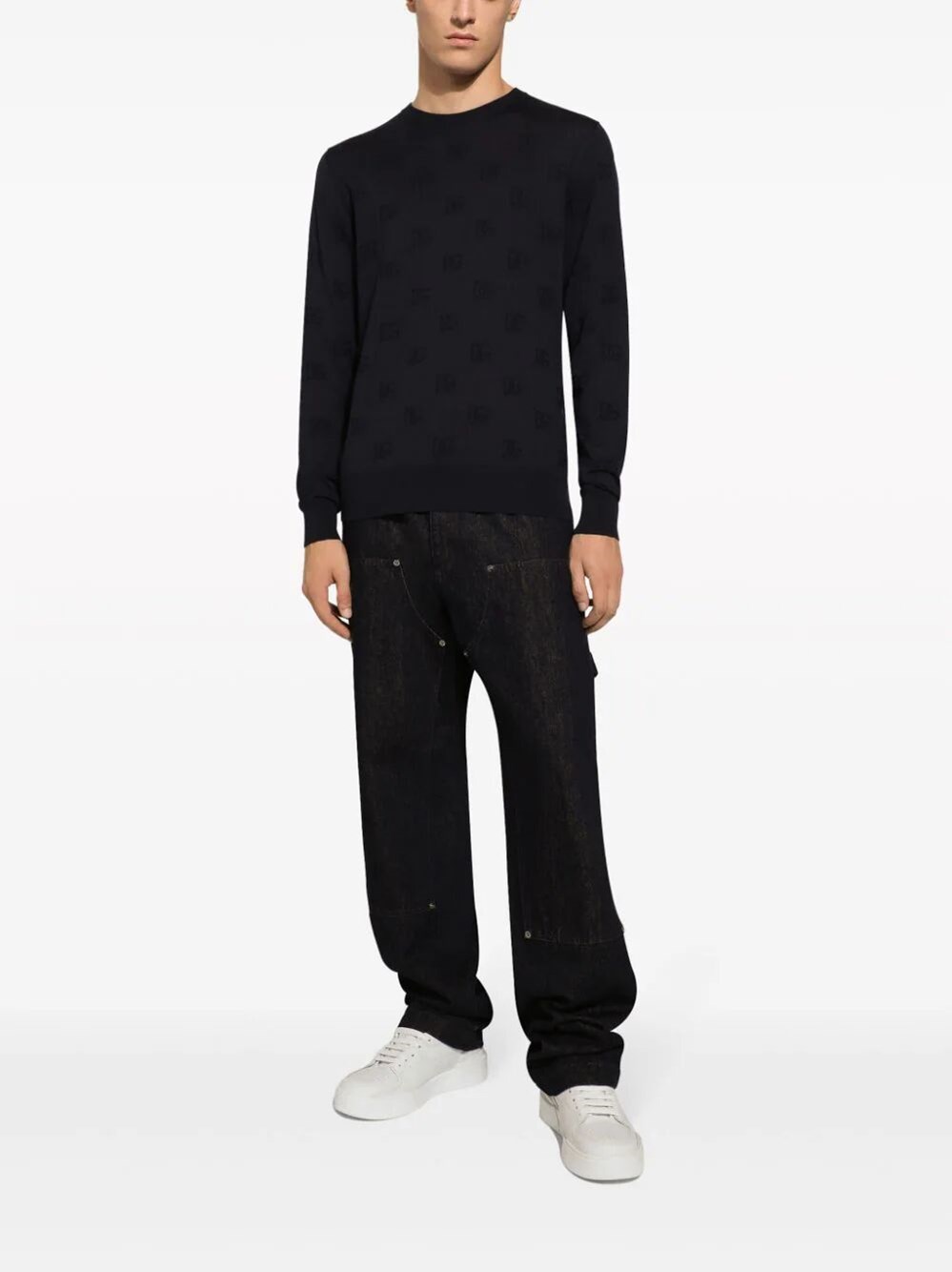 ROUND-NECK SWEATER WITH ALL-OVER DG